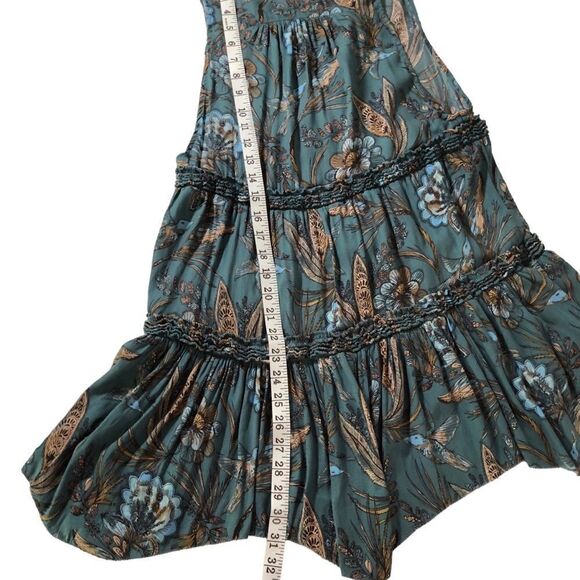 Free People V-neck Sleeveless Top Floral Tiered Hi/Low Blue Size XS - Picture 8 of 9